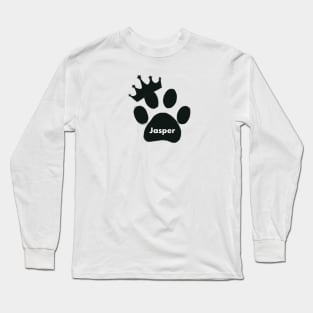 Jasper cat name made of hand drawn paw prints Long Sleeve T-Shirt